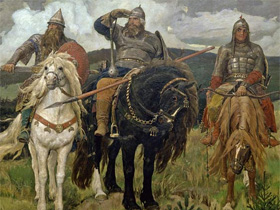 "Три богатыря" Васнецов. Репродукция с сайта www.centre.smr.ru "Три богатыря" Васнецов. Репродукция с сайта www.centre.smr.ru