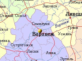 Карта Воронежской области. Фото с сайта vm.msun.ru (с) Карта Воронежской области. Фото с сайта vm.msun.ru (с)