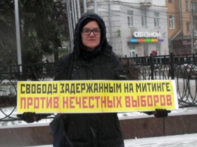 Участница пикета. Фото "Гражданской обороны". Участница пикета. Фото "Гражданской обороны".