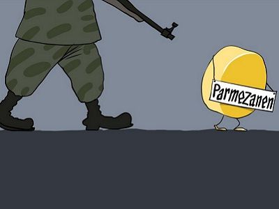 Расстрел пармезана. Карикатура Сергея Ёлкина, источник - https://twitter.com/Sergey_Elkin/status/628132989562699776 Расстрел пармезана. Карикатура Сергея Ёлкина, источник - https://twitter.com/Sergey_Elkin/status/628132989562699776