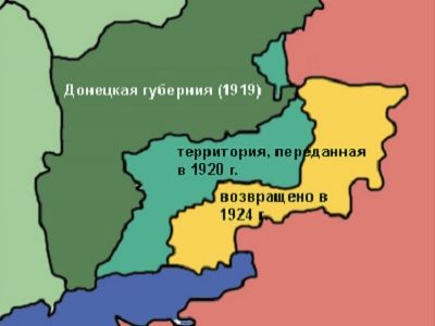 Донецкая губерния, 1919-1924 гг. (карта) Донецкая губерния, 1919-1924 гг. (карта)