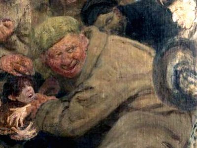 И.Е.Репин, "Большевики" ("Красноармеец, отнимающий у ребенка хлеб"). Фрагмент. Источник - rbc.ru И.Е.Репин, "Большевики" ("Красноармеец, отнимающий у ребенка хлеб"). Фрагмент. Источник - rbc.ru