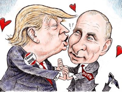 Трамп и Путин (карикатура). Фото: davegranlund.com Трамп и Путин (карикатура). Фото: davegranlund.com