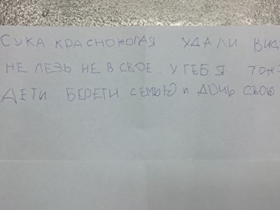 Записка с угрозой ведущему YouTube-канала "Тюрьма-Life" Алексею Кузнецову. Фото: zona.media Записка с угрозой ведущему YouTube-канала "Тюрьма-Life" Алексею Кузнецову. Фото: zona.media