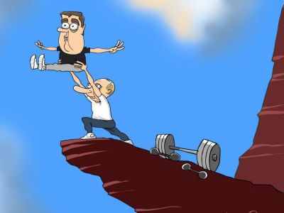 Путин, Медведев и "рывок". Карикатура С.Елкина: svoboda.org Путин, Медведев и "рывок". Карикатура С.Елкина: svoboda.org