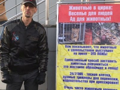 Пикет против животных в цирке. Фото: Надежда Райн, Каспаров.Ru Пикет против животных в цирке. Фото: Надежда Райн, Каспаров.Ru