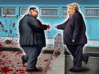 Встреча Трампа с Ким Чен Ыном. Карикатура Sean Delonas: www.facebook.com/profile.php?id=100009087253485 Встреча Трампа с Ким Чен Ыном. Карикатура Sean Delonas: www.facebook.com/profile.php?id=100009087253485