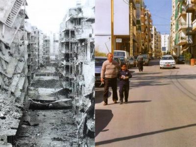 Демаркационная линия в Бейруте в период гражданской войны, 1986 и 2002 гг. Фото: pics.ru Демаркационная линия в Бейруте в период гражданской войны, 1986 и 2002 гг. Фото: pics.ru