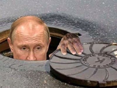 Путин выбирается из бункера. Коллаж: t.me/SerpomPo Путин выбирается из бункера. Коллаж: t.me/SerpomPo