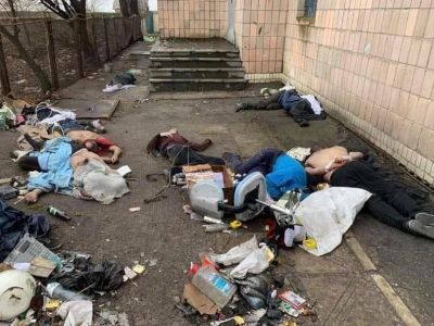 Трупы на улицах Бучи Фото: Громади Киевщини Трупы на улицах Бучи Фото: Громади Киевщини