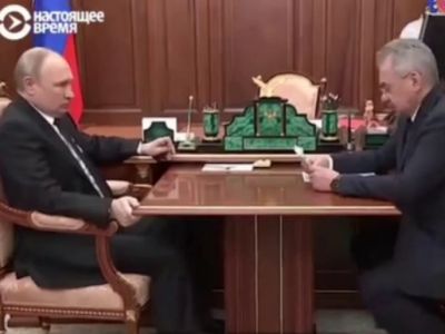 Беседа Владимира Путина и Сергея Шойгу. Скрин видео: t.me/belamova Беседа Владимира Путина и Сергея Шойгу. Скрин видео: t.me/belamova