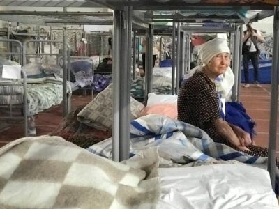 Жительница Шебекино в пункте временного размещения. Фото: Мария Лисицына / РБК Жительница Шебекино в пункте временного размещения. Фото: Мария Лисицына / РБК