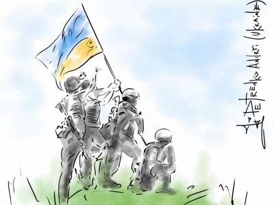 Бойцы армии Украины. Рис. А.Петренко: t.me/PetrenkoAndryi Бойцы армии Украины. Рис. А.Петренко: t.me/PetrenkoAndryi