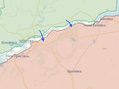 Высадка десанта ВСУ у Антоновского моста, 17.10.23. Карта: t.me/arrowsmap Высадка десанта ВСУ у Антоновского моста, 17.10.23. Карта: t.me/arrowsmap