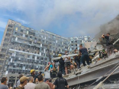 Последствия удара по детской больнице в Киеве, 8.07.22. Фото: УНИАН Последствия удара по детской больнице в Киеве, 8.07.22. Фото: УНИАН