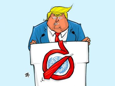 Трамп и галстук Трампа. Карикатура Emad Hajjaj: www.cartooningforpeace.org Трамп и галстук Трампа. Карикатура Emad Hajjaj: www.cartooningforpeace.org
