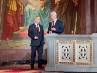 Влаимир Путин и Сергей Собянин на пасхальной службе в храме Христа Спасителя, 19.04.25. Скрин видео t.me/navideovidno Влаимир Путин и Сергей Собянин на пасхальной службе в храме Христа Спасителя, 19.04.25. Скрин видео t.me/navideovidno