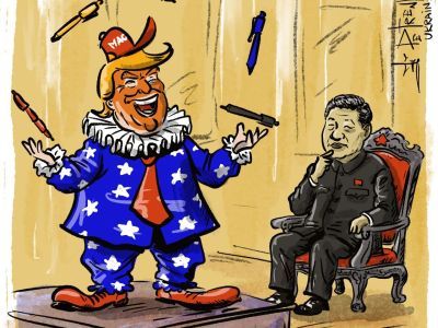 Веселый танец Трампа перед Си. Карикатура А.Петренко: t.me/PetrenkoAndryi Веселый танец Трампа перед Си. Карикатура А.Петренко: t.me/PetrenkoAndryi